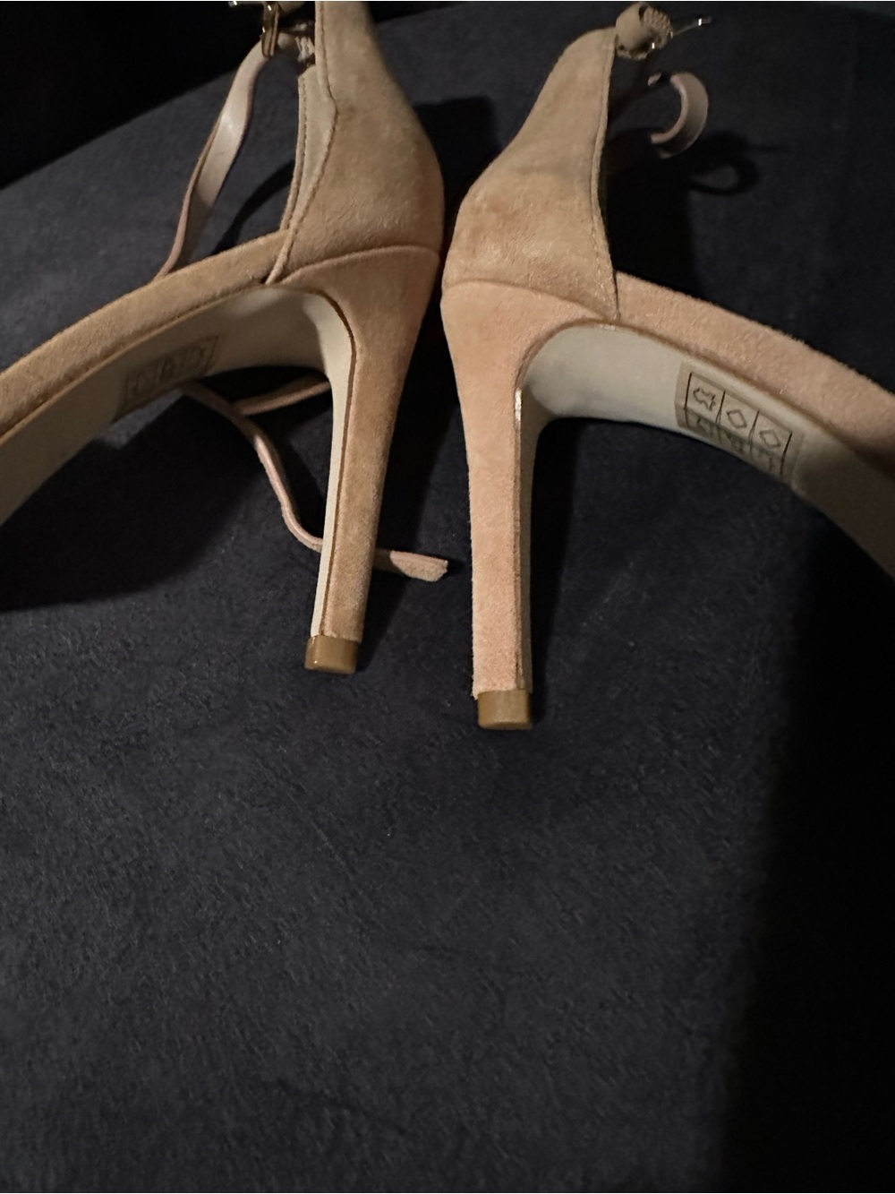ALDO Beige/Tan Suede Open-Toe Ankle-Strap Heels - Picture 6 of 6